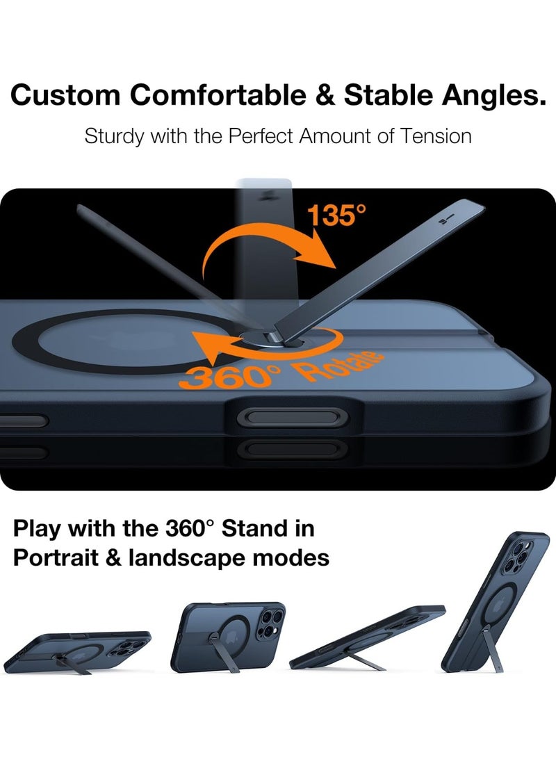 TORRAS Upgraded 360° Rotable Stand Magnetic Shockproof for iPhone 16 Pro Case with Full Camera Protection, Fit for MagSafe, 16FT Mil-Grade Shockproof Slim Phone Case for iPhone 16 Pro 6.3", Black Black - Image 4