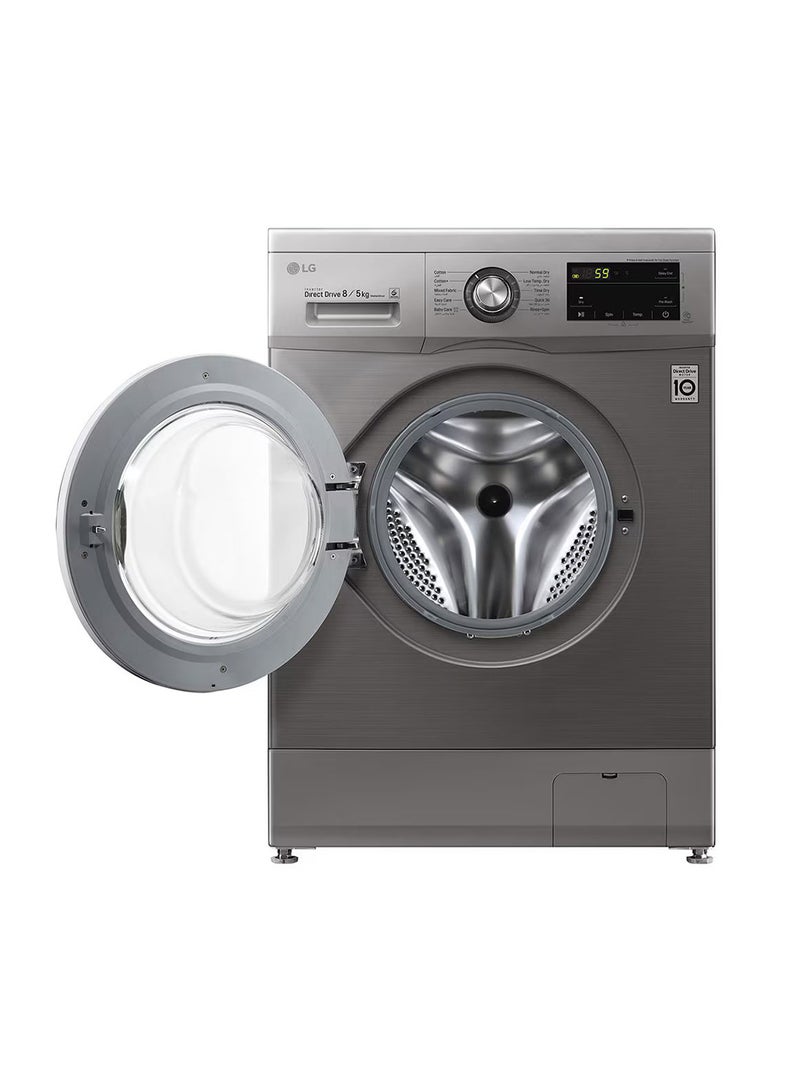 LG Digital Front Loading Washing Machine With Dryer, 8 KG 8 kg F4J3TMG5P SLIVER - Image 2