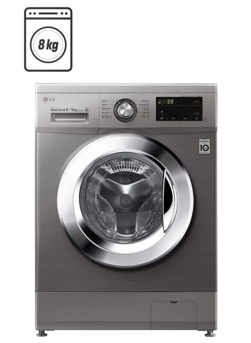 LG Digital Front Loading Washing Machine With Dryer, 8 KG 8 kg F4J3TMG5P SLIVER - Image 1