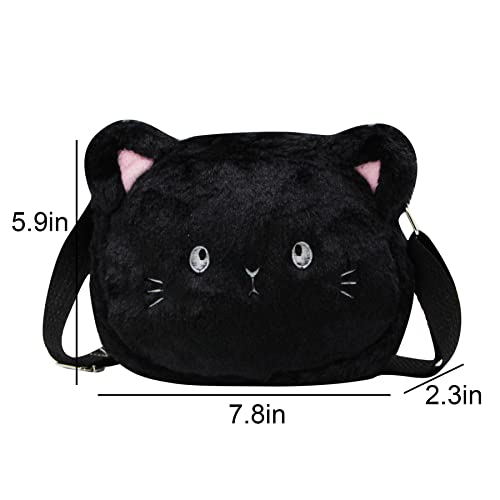 Amamcy Cute Cat Crossbody Purse Pink Small Fluffy Satchel Shoulder Bag Animal Plush Messenger Bag Kawaii Purse for Women - Image 5