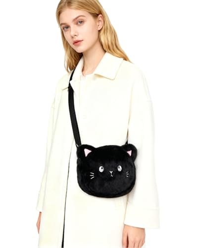 Amamcy Cute Cat Crossbody Purse Pink Small Fluffy Satchel Shoulder Bag Animal Plush Messenger Bag Kawaii Purse for Women - Image 2