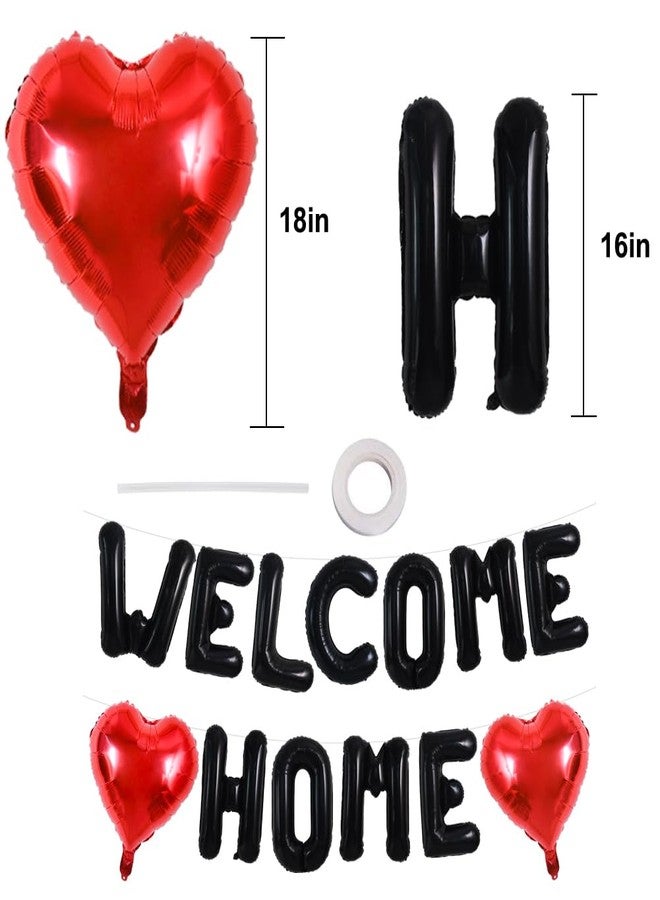 TONIFUL Welcome Home Balloons,16 Inch Black Welcome Home Foil Balloons Banner Welcome Home Party Decorations for Homecoming Party Decorations House Warming Party Family Gathering Supplies - Image 2