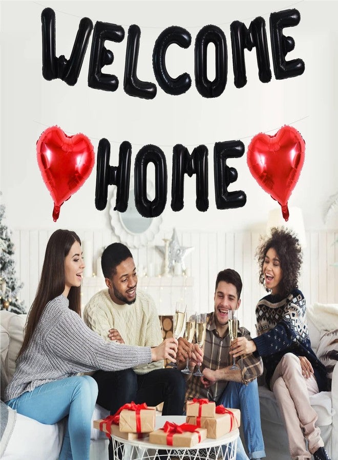 TONIFUL Welcome Home Balloons,16 Inch Black Welcome Home Foil Balloons Banner Welcome Home Party Decorations for Homecoming Party Decorations House Warming Party Family Gathering Supplies - Image 4