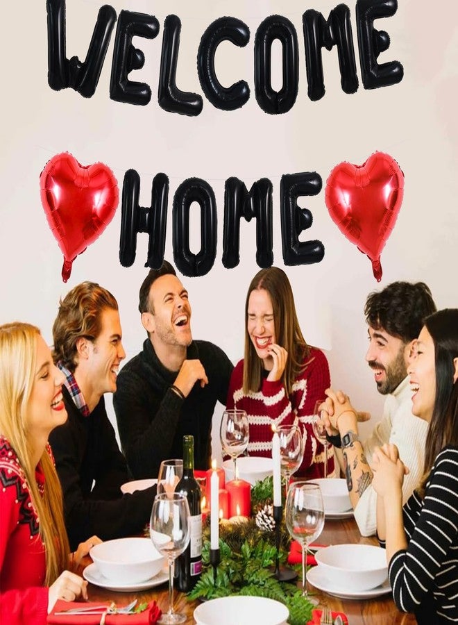TONIFUL Welcome Home Balloons,16 Inch Black Welcome Home Foil Balloons Banner Welcome Home Party Decorations for Homecoming Party Decorations House Warming Party Family Gathering Supplies - Image 3