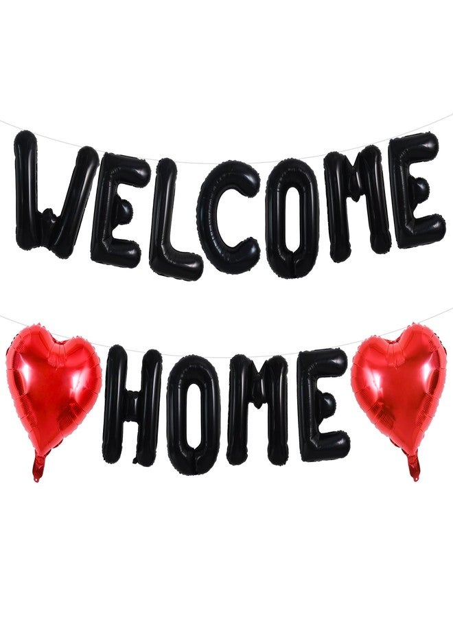 TONIFUL Welcome Home Balloons,16 Inch Black Welcome Home Foil Balloons Banner Welcome Home Party Decorations for Homecoming Party Decorations House Warming Party Family Gathering Supplies - Image 1