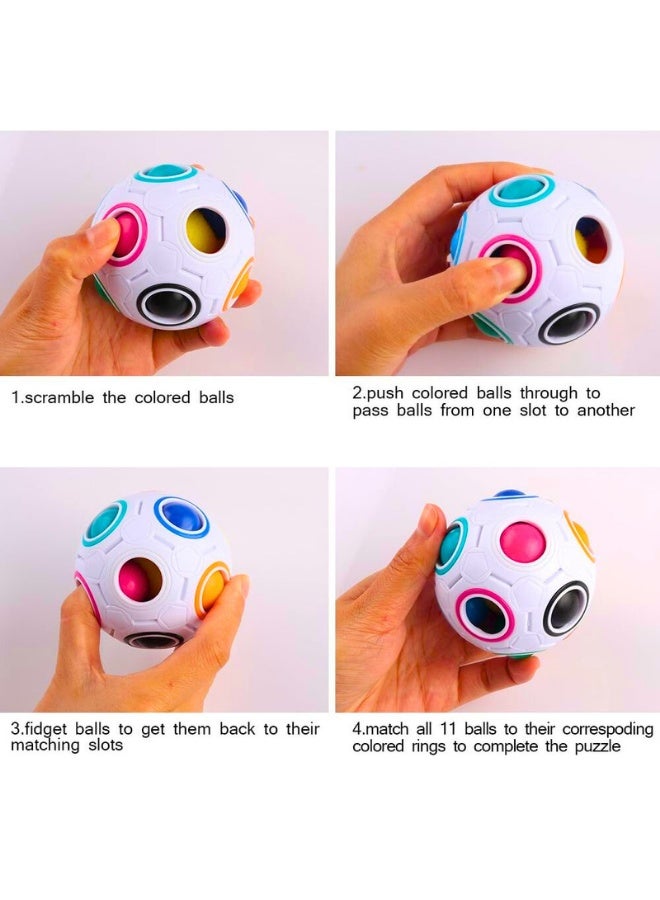 Chase Up Rainbow Puzzle Ball Bundle with Pouch Color-Matching Game Fidget Toy Stress Reliever Magic Ball Brain Teaser for Kids and Adults, Children, Boy, Girl Holiday Set of 2 - Image 5