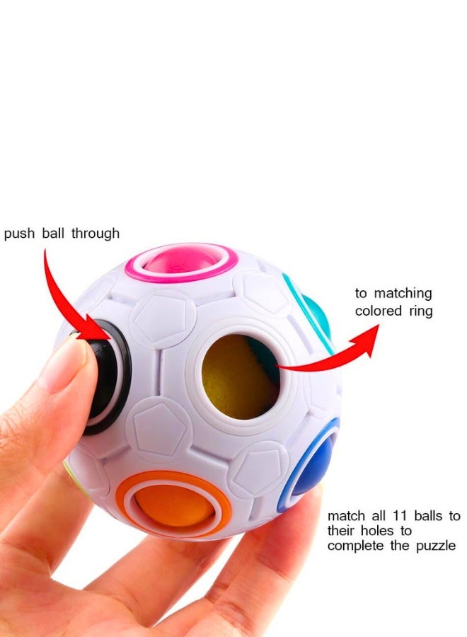 Chase Up Rainbow Puzzle Ball Bundle with Pouch Color-Matching Game Fidget Toy Stress Reliever Magic Ball Brain Teaser for Kids and Adults, Children, Boy, Girl Holiday Set of 2 - Image 3