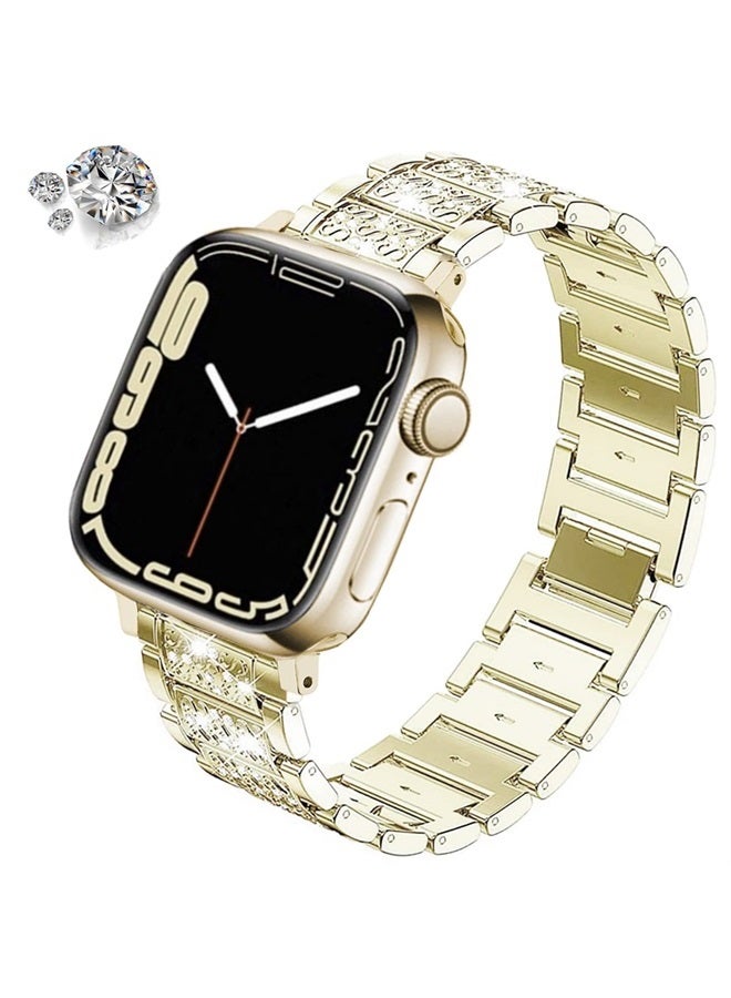 DEALELE Bands Compatible with iWatch 38mm 40mm 41mm, Bling Rhinestone Diamond Metal Replacement Strap for Apple Watch Series 8/7 / 6/5 / 4/3 / SE Women Men (Starlight) - Image 2