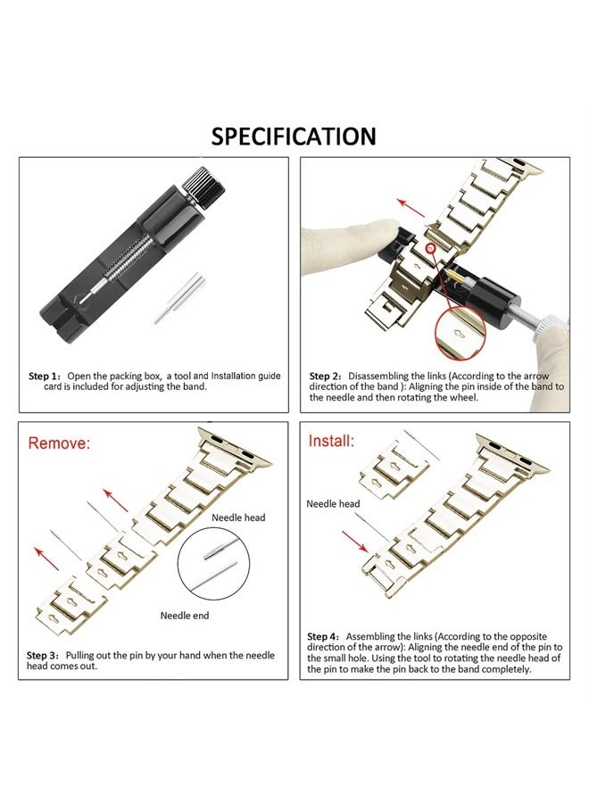 DEALELE Bands Compatible with iWatch 38mm 40mm 41mm, Bling Rhinestone Diamond Metal Replacement Strap for Apple Watch Series 8/7 / 6/5 / 4/3 / SE Women Men (Starlight) - Image 5