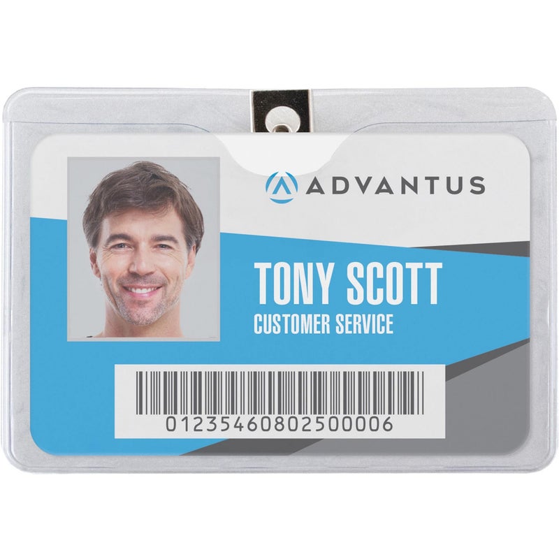 Advantus 75456 ID Badge Holder w/Clip, Horizontal, 4w x 3h, Clear, 50/Pack - Image 2