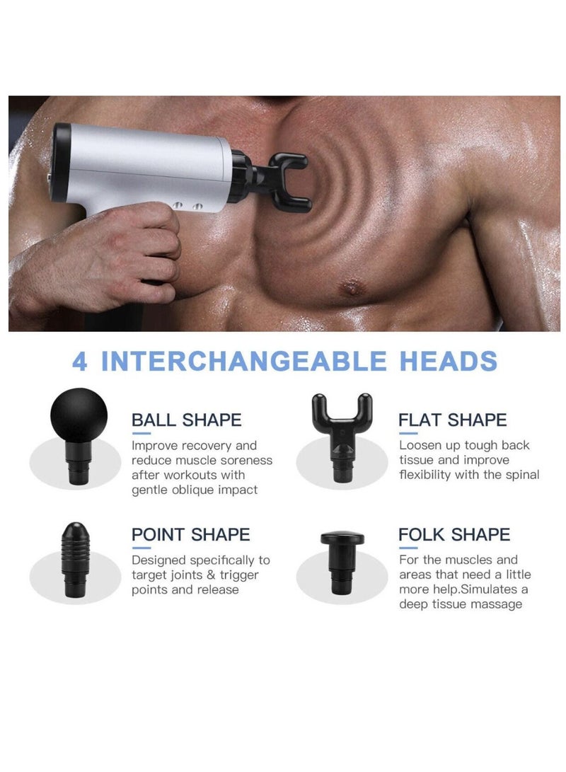 Yuwell Deep Tissue Muscle Electric Massage Gun Silver Black - Image 3