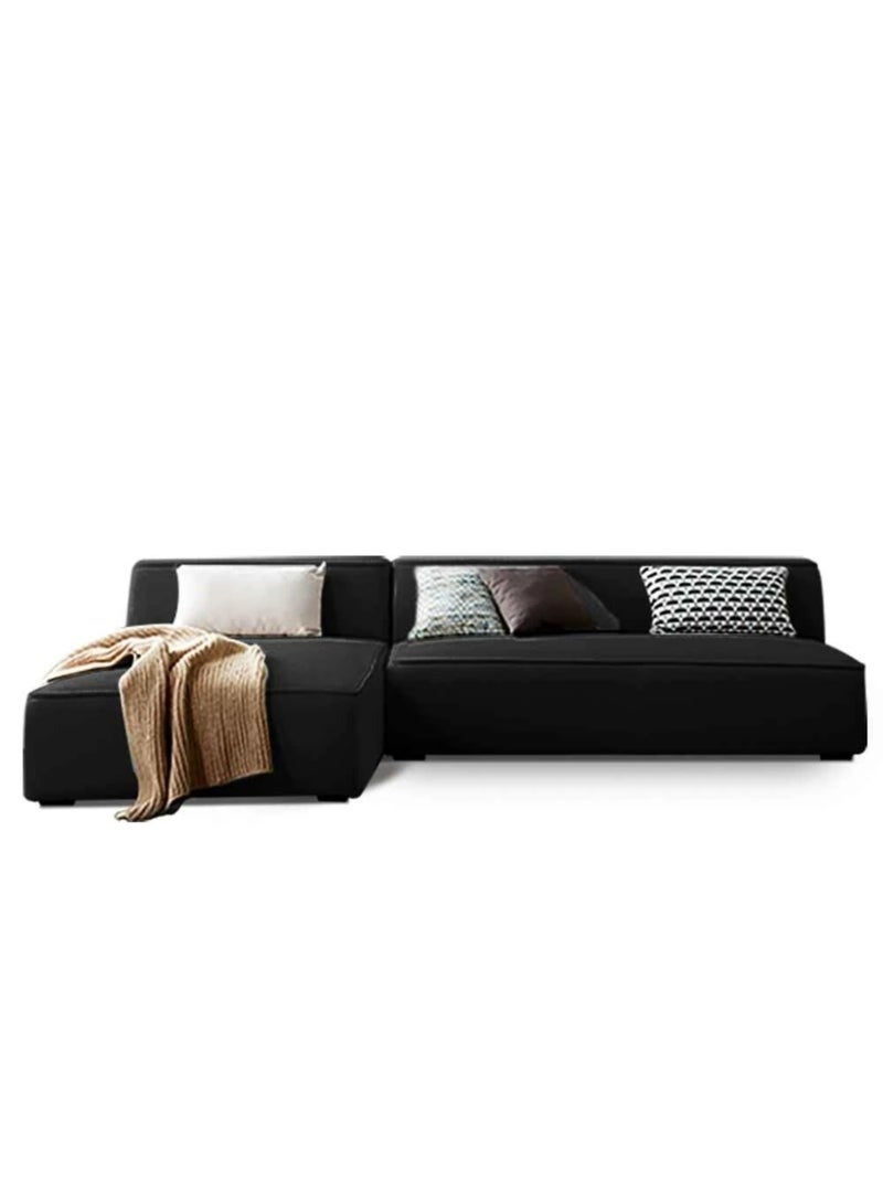 Al Zakharef Furniture Clarissa 3-Seater Luxury L-Shape Velvet Sofa with Free Pillows, Premium Wooden Frame, High-Density Seating Foam, Modern Corner Couch for Living Room Size L270 × W180 cm, Colour Black - Image 5