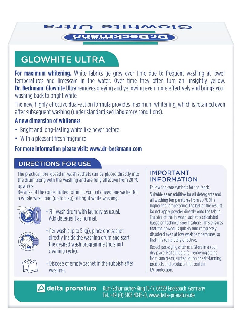 Dr. Beckmann Glowhite Ultra, Provides Maximum Whitening, Removes Greying And Yellowing, With Stain Remover, 5x40g - Image 2