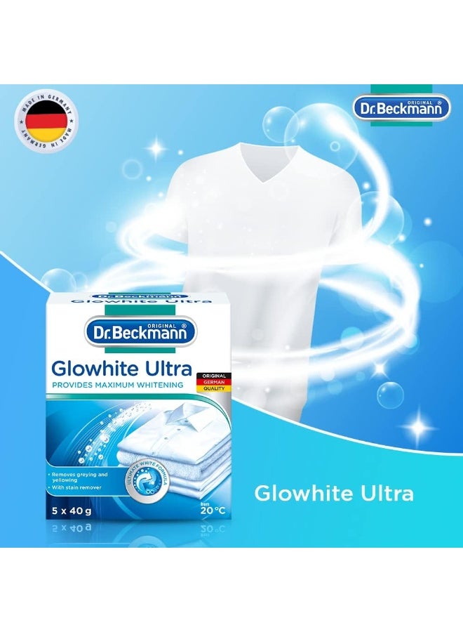 Dr. Beckmann Glowhite Ultra, Provides Maximum Whitening, Removes Greying And Yellowing, With Stain Remover, 5x40g - Image 3