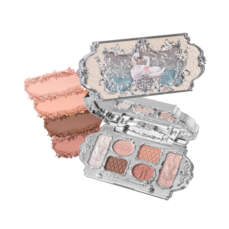 Flower Knows Swan Ballet SixColor Makeup PaletteNeutral Pink Face Makeup Palette with 4 Matte 2 Shimmer ShadesBlendable Smooth Cute Make Up023 Oz01 White Swan - Image 2
