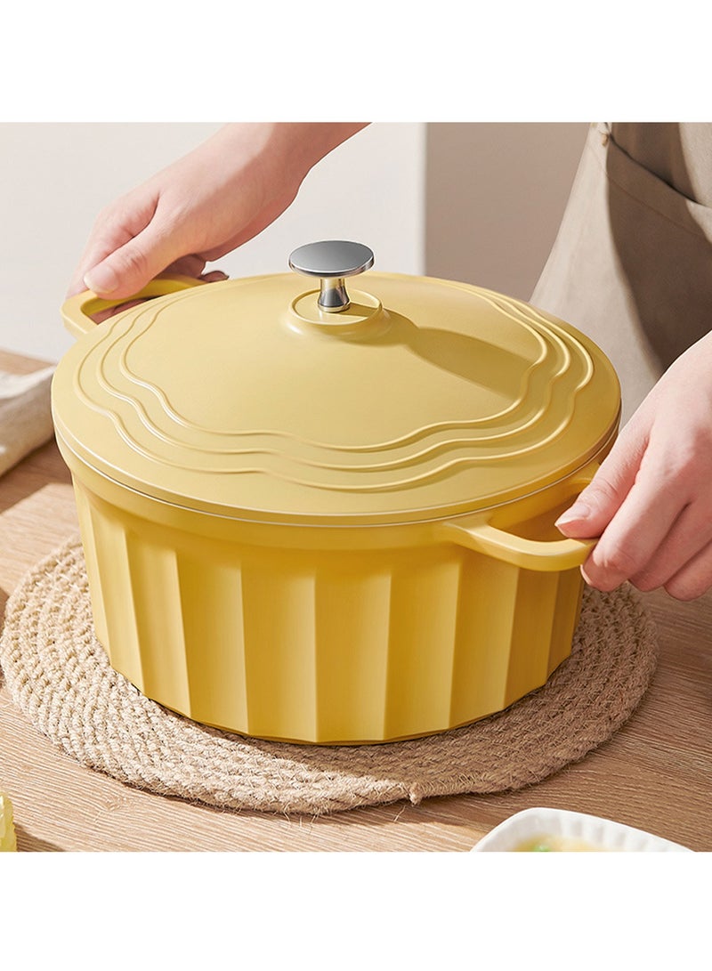 Hihonor Multifunctional Enamel Pot, Thickened Bivalve Enamel Pot, Large Capacity Soup Stew Pot, Family Kitchen Multifunctional Non-Stick Stock Pot, Light Green - Image 2