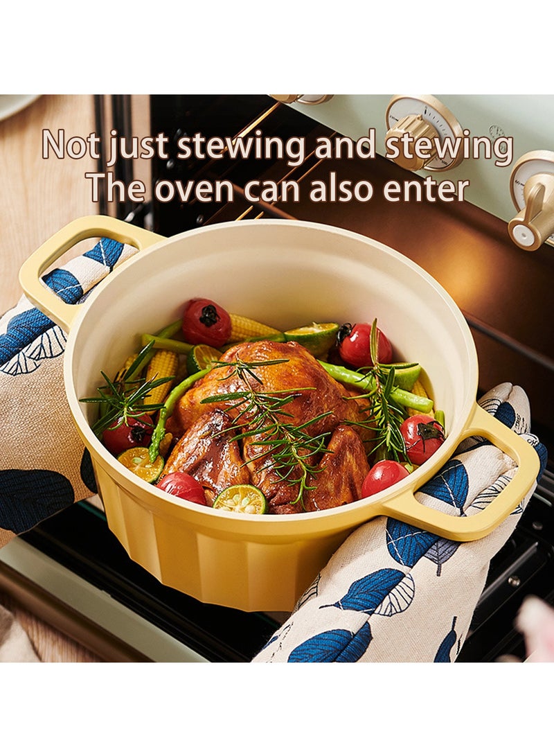 Hihonor Multifunctional Enamel Pot, Thickened Bivalve Enamel Pot, Large Capacity Soup Stew Pot, Family Kitchen Multifunctional Non-Stick Stock Pot, Light Green - Image 3