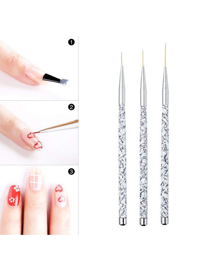 Tbestmax Professional Fine Nail Art Liner Brush Uv Gel Painting Acrylic Nail Brushes Striping Brushes For Short Strokes Details Blending Elongated Lines 3 Pcs  - Image 5
