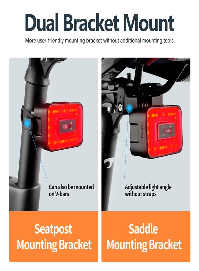 CYCLAMI Bike Tail Light Radar, Smart Brake Warning Radar Detection 500m Monitoring Distance, Auto Light, Rear Taillight with Visual Alerts for Approaching Vehicles, USB Rechargeable, IPX6 Waterproof - Image 5