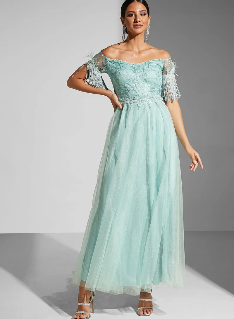 Namshi x Maryam Off-Shoulder Flared Gown