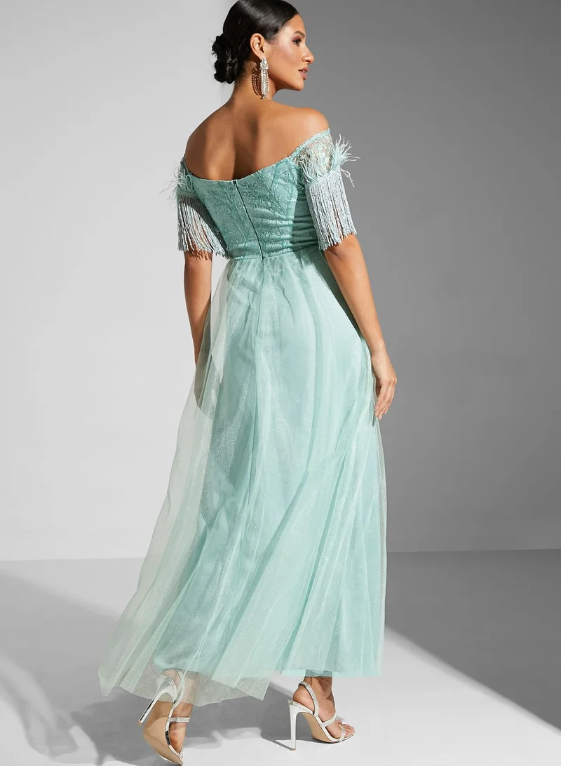 Namshi x Maryam Off-Shoulder Flared Gown