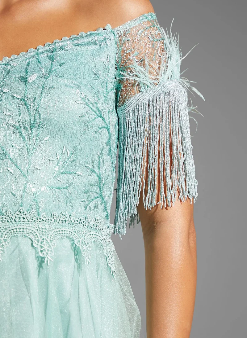 Namshi x Maryam Off-Shoulder Flared Gown