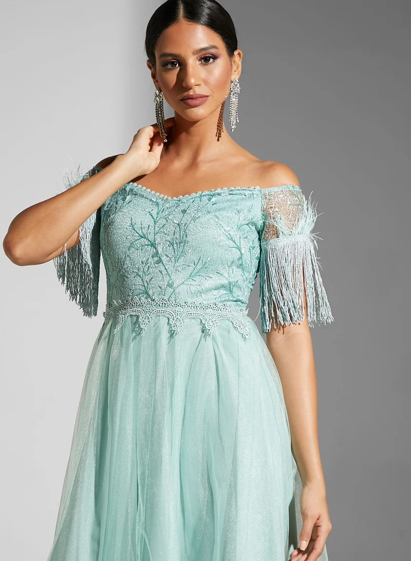 Namshi x Maryam Off-Shoulder Flared Gown
