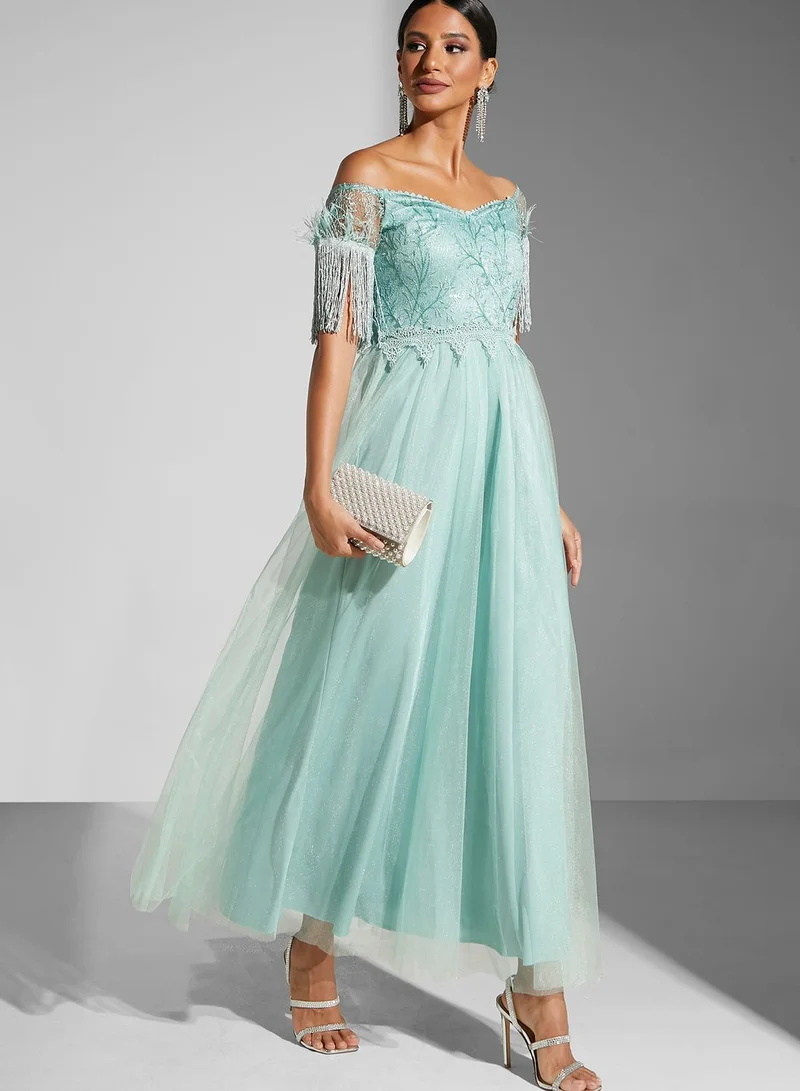 Namshi x Maryam Off-Shoulder Flared Gown