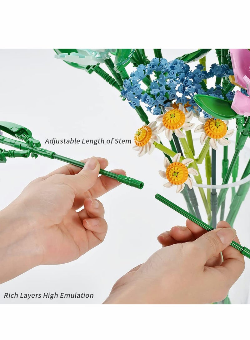 Excefore Flower Bouquet Building Kit Tulips Blocks Sets Botanical Collection Creative Project for Adult Home Decoration Compatible with Lego  - Image 5