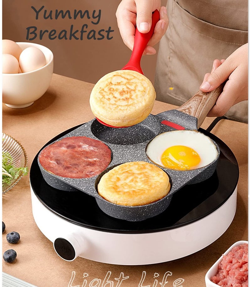 HUPECHAM 4-Cup Egg Pan Nonstick, and Granite Egg Frying Pan, Versatile Breakfast Skillet for Eggs, Pancakes, Plett, Crepes, Compatible with Gas Stove and Induction Cooktop - Image 2