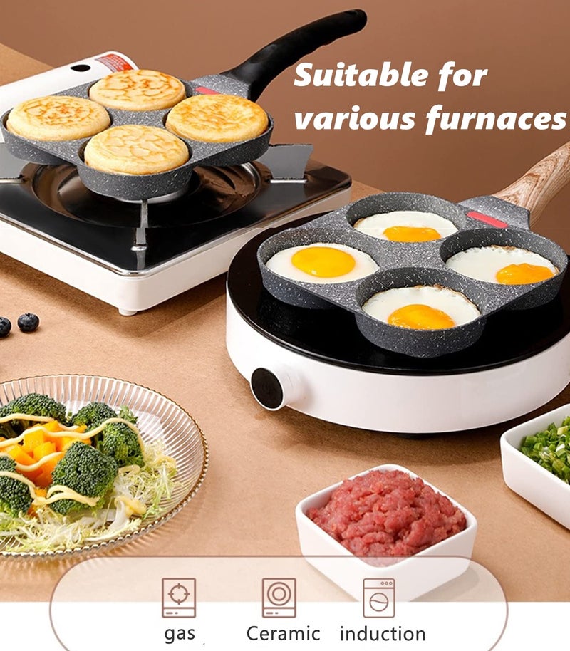 HUPECHAM 4-Cup Egg Pan Nonstick, and Granite Egg Frying Pan, Versatile Breakfast Skillet for Eggs, Pancakes, Plett, Crepes, Compatible with Gas Stove and Induction Cooktop - Image 4