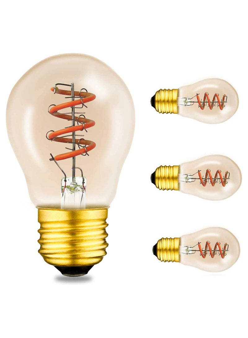 Zikra Globe LED Filament Bulb, Dimmable 3 Watt Spiral Filament G45, Gold E26 Base, Amber Glass, Soft Warm White 2200K, Edison Light Bulbs 25 Watt Equivalent, for Pendant, Chandeliers Vanity Wall (4Pcs) - Image 1