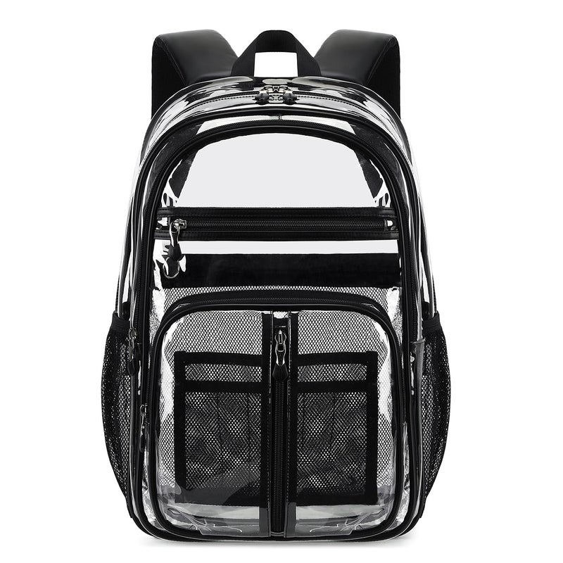 Cusangel Clear TPU XL Backpack,18" See Through Heavy Duty Bookbag,18 x8 x13inch X-Large Capacity Stadiums, warehouses, school and other security check locations(Black) - Image 1