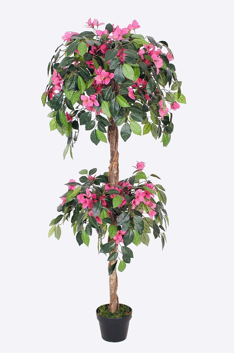 AMERIQUE شجرة بوغينفيليا صناعية مزهرة فريدة من نوعها بارتفاع 5 أقدام مع أزهار وأخشاب حقيقية مع وعاء حضانة بتقنية الإحساس الحقيقي لافندر AMT25115 - Image 1