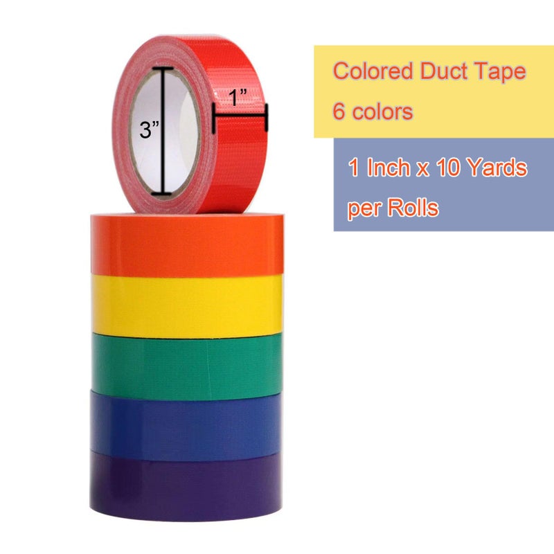 AMOGATO Colored Duct Tape - 1 Inch x 10 Yards per Rolls,Multi-Color Duct Tapes, Rainbow Colored Duct Tape Great for DIY Art Home School Office Assorted Colors - Image 5