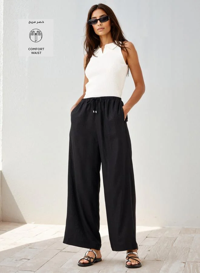 Splash FAV Linen Blend Wide Leg Trousers