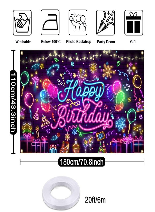 موكسيكا خلفية لافتة عيد ميلاد سعيد نيون من موكسيكا، خلفية متوهجة في الظلام، ديكورات حفلات جرافيتي للأطفال والكبار، خلفية حفلة عيد ميلاد موستيك "دعونا نتوهج"، مقاس 71 × 43.5 بوصة - Image 4