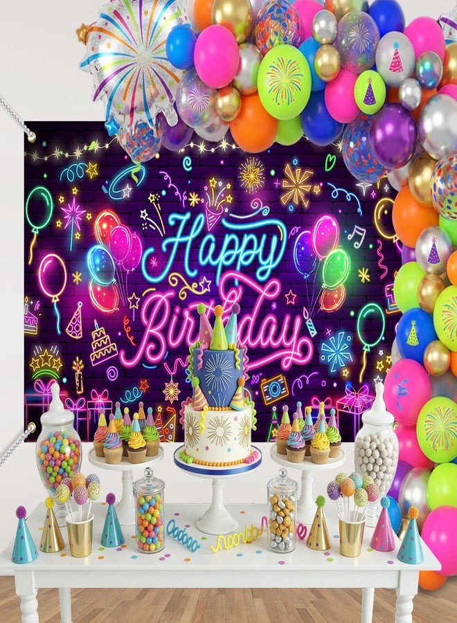 موكسيكا خلفية لافتة عيد ميلاد سعيد نيون من موكسيكا، خلفية متوهجة في الظلام، ديكورات حفلات جرافيتي للأطفال والكبار، خلفية حفلة عيد ميلاد موستيك "دعونا نتوهج"، مقاس 71 × 43.5 بوصة - Image 2