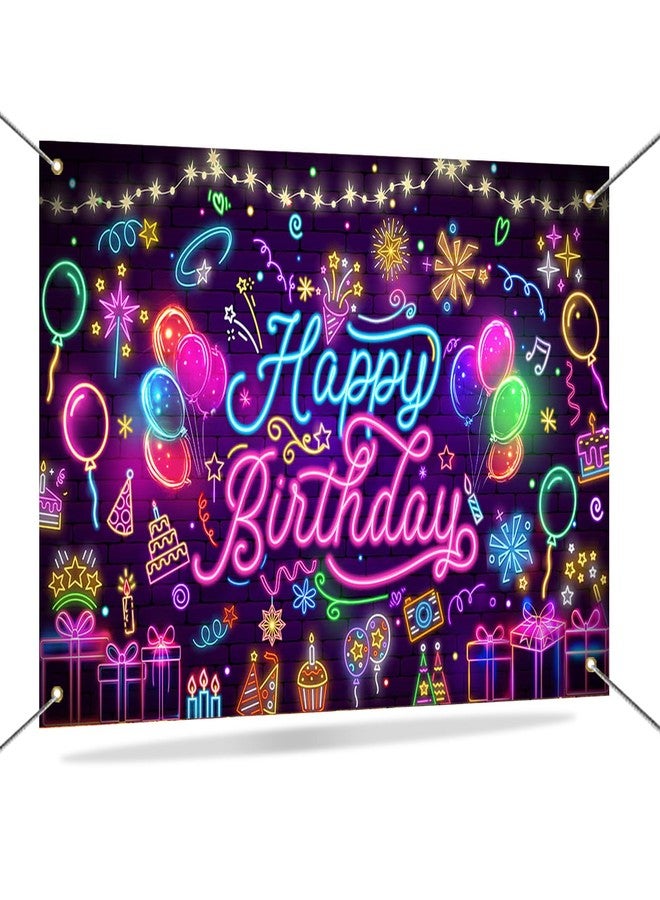 موكسيكا خلفية لافتة عيد ميلاد سعيد نيون من موكسيكا، خلفية متوهجة في الظلام، ديكورات حفلات جرافيتي للأطفال والكبار، خلفية حفلة عيد ميلاد موستيك "دعونا نتوهج"، مقاس 71 × 43.5 بوصة - Image 1