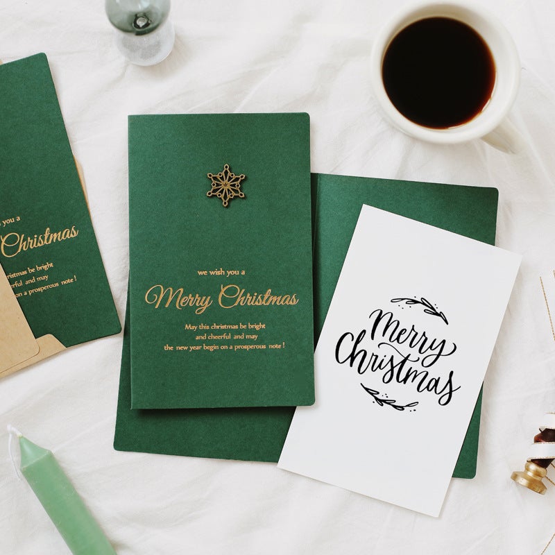 Vintage Gilding Christmas Metal Copper Decorative Greeting Card Business Gift Holiday Thanksgiving Greeting Card With Envelope - Image 4