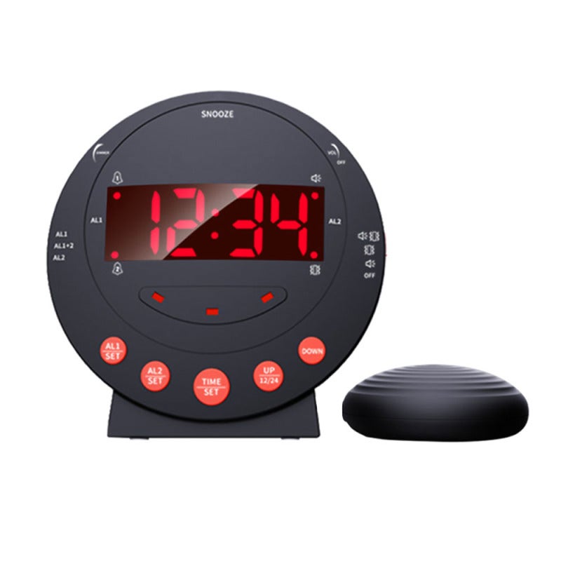 Digital Alarm Clock: Black Super Loud Bed Shaker With Dual Alarms, LED Screen, Dual USB Ports - Vibrating Alarm Clock For Heavy Sleepers Adults, Hearing Impaired - Image 1