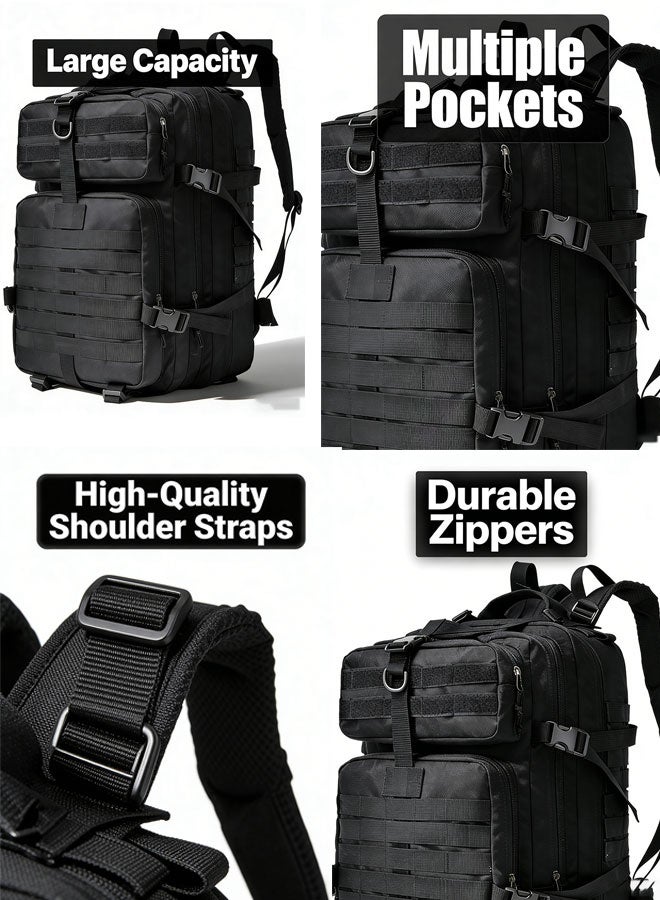 WINEENEE Military Tactical Backpack 45L Waterproof Large Durable Outdoor Hiking Camping Travel Gym Work Bag Men Anti-Theft Perfect for Desert Trips Picnics Everyday Use - Image 4