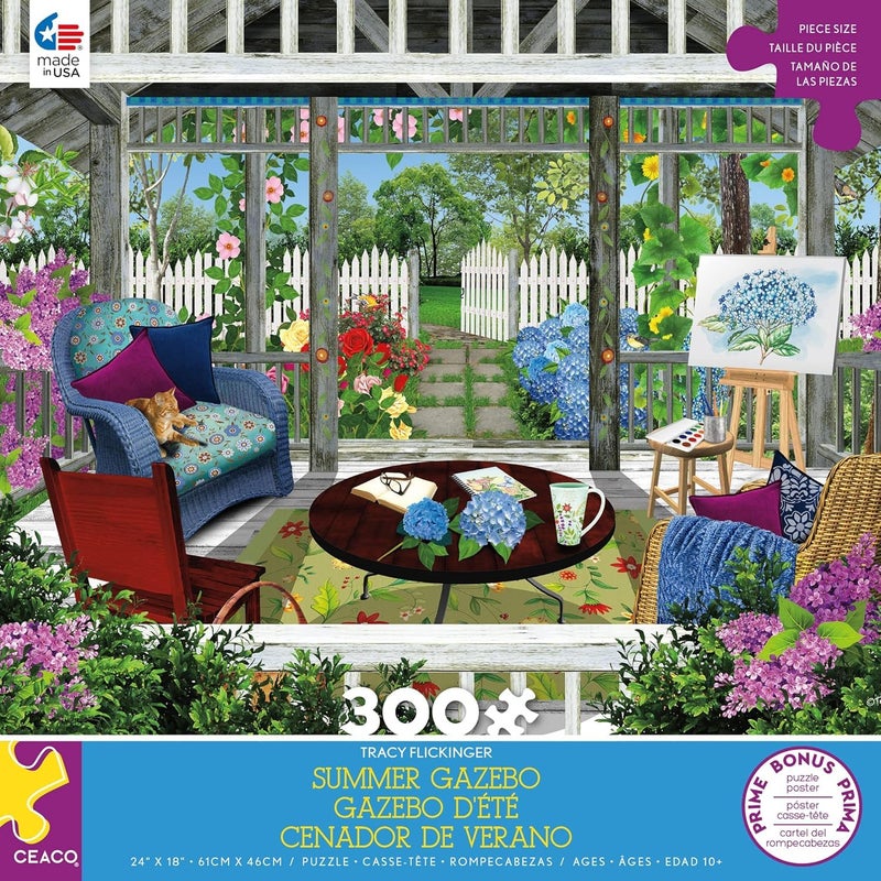 Ceaco - Tracy Flickinger - Summer Gazebo - Oversized 300 Piece Jigsaw Puzzle - Image 3