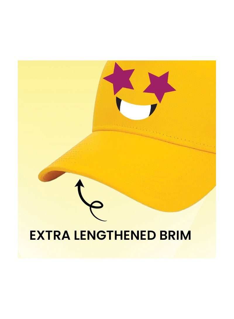 برينت شوب فور مي قبعة شبكية بوجه مبتسم باللون الأصفر للأطفال مع إغلاق بلاستيكي قابل للتعديل - قبعة بيسبول للجنسين للأولاد والبنات - مثالية للأنشطة الخارجية والرياضة - Image 5