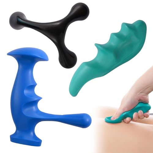 MTRoyaldia Manual Trigger Point Massage Tool and Thumb Saver for Full Body Deep Tissue Massage, Set Include 1 Green Thumb Protector Tool 1 Palm Urchin Massage Tool Hand Held 4-Legged Massage Knobs - Image 1
