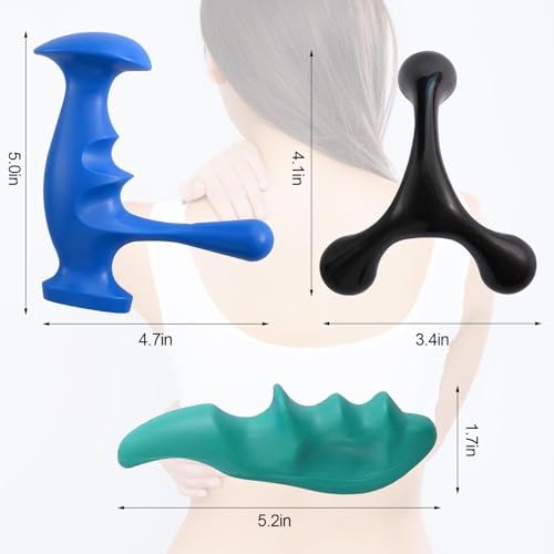 MTRoyaldia Manual Trigger Point Massage Tool and Thumb Saver for Full Body Deep Tissue Massage, Set Include 1 Green Thumb Protector Tool 1 Palm Urchin Massage Tool Hand Held 4-Legged Massage Knobs - Image 2