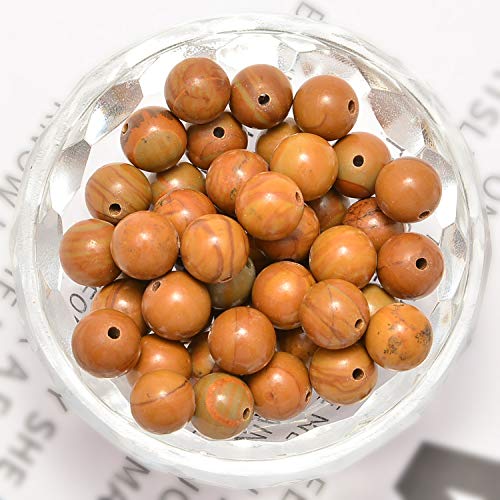 NCB 100pcs 8mm Round Woodgrain Jasper Loose Gemstone Genuine Real Stone Beading DIY Charm Smooth Beads for Bracelet Necklace Jewelry Making (Woodgrain Jasper, 8mm 100Beads) - Image 2