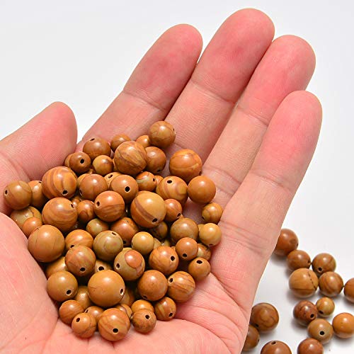 NCB 100pcs 8mm Round Woodgrain Jasper Loose Gemstone Genuine Real Stone Beading DIY Charm Smooth Beads for Bracelet Necklace Jewelry Making (Woodgrain Jasper, 8mm 100Beads) - Image 4
