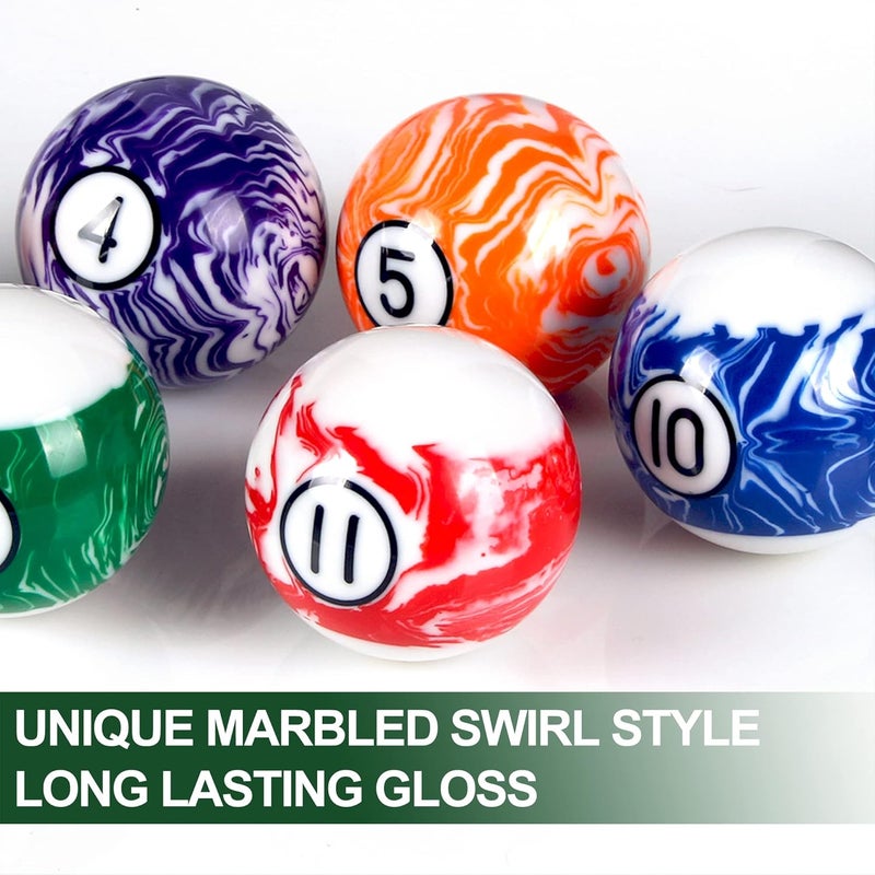 VSSAL Billiard Balls Set Pool Table Balls Marble-Swirl & Classic Style 16 Ball Set - Image 3