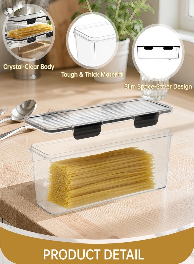 EORTA Set of 2 Spaghetti Pasta Storage Container with Lid, (3.6L/2.8L) Clear Kitchen Pantry Organizer for Noodles, Flour & Dry Food, Plastic Canisters Keeper Box with Black Cover, Size M/L (Black) - Image 4